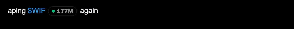 A cashtag on X with its market cap shown next to it